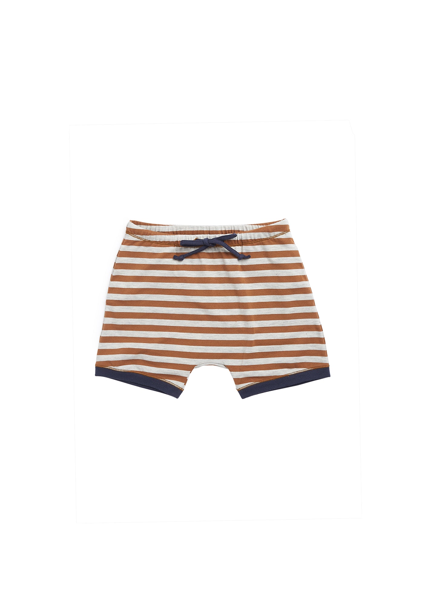 Baby Girls Brown Striped Cotton Shorts