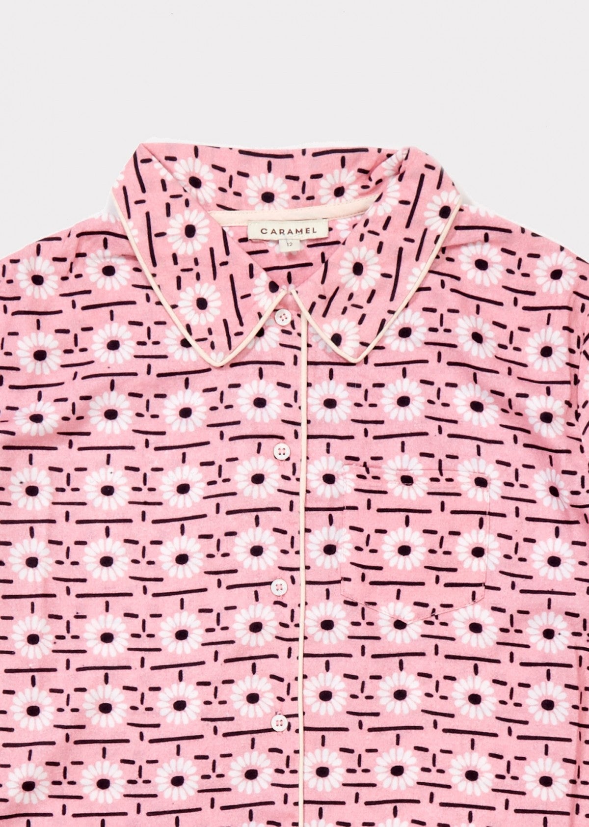 Girls Pink Printed Woven Shirt
