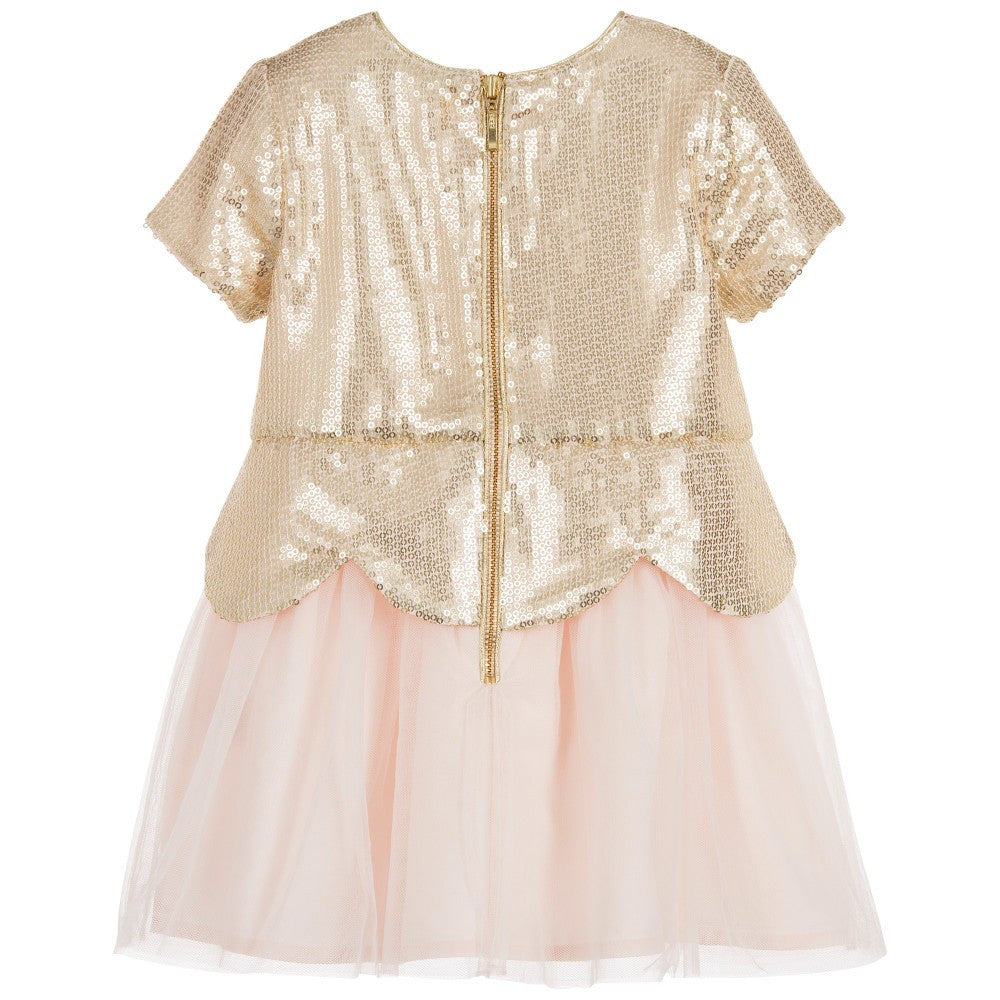 Baby Girls Gold & Pink Tulle Dress - CÉMAROSE | Children's Fashion Store - 2