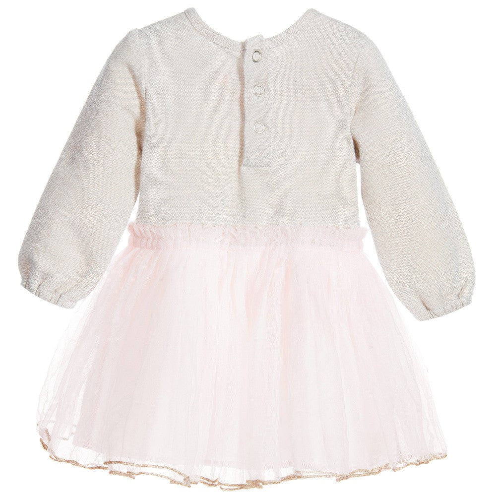 Baby Girls Grey & Pink Cotton Tulle Dress - CÉMAROSE | Children's Fashion Store - 2