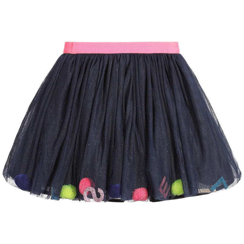 Girls Navy Blue Patch Trims Tulle Skirt - CÉMAROSE | Children's Fashion Store - 2