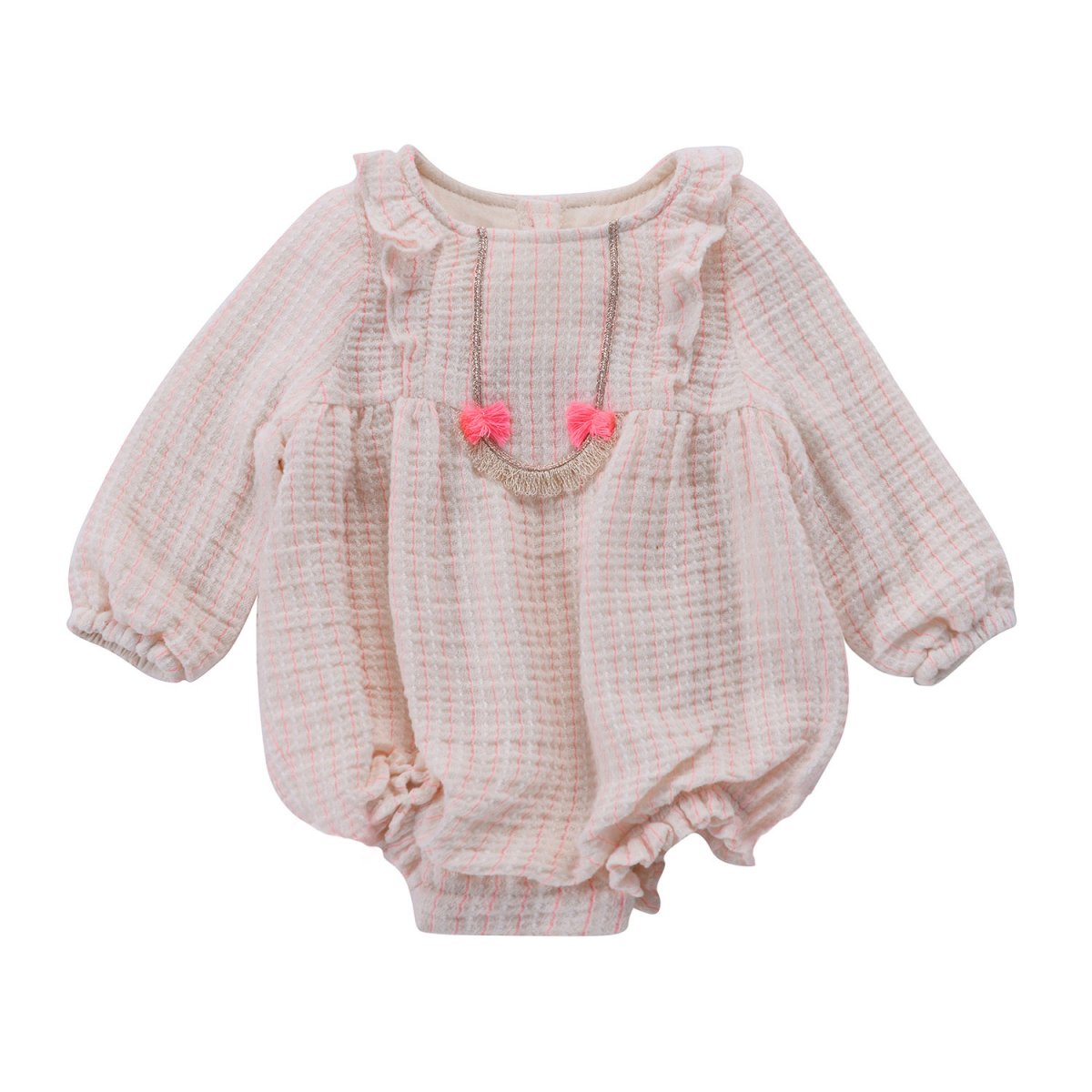 Baby Girls Fluo Stripes Cotton Babysuit