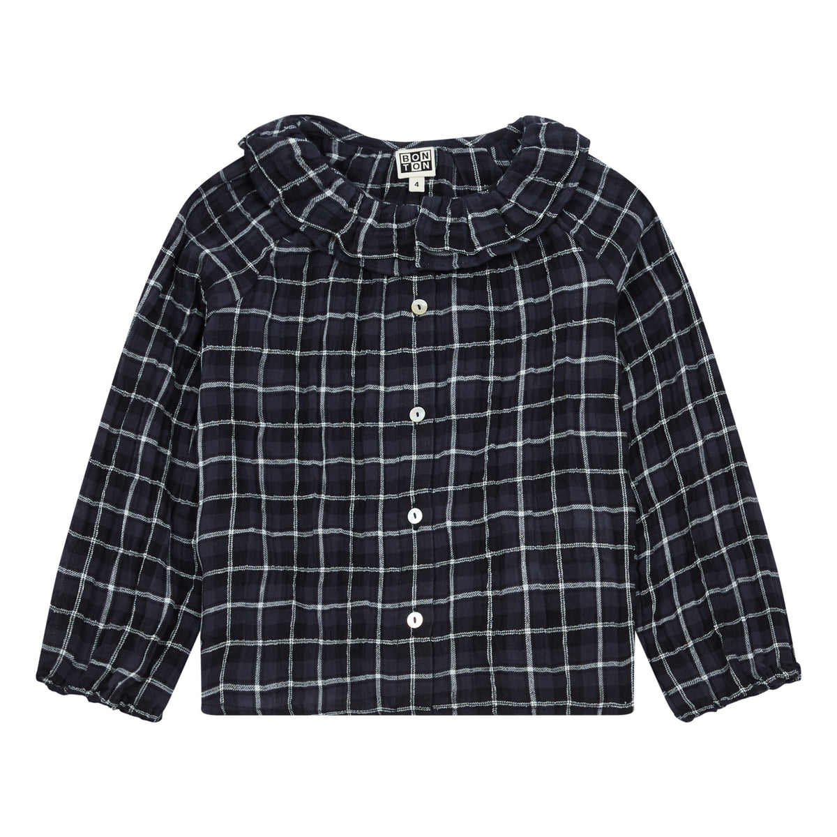 Girls Black Check Blouse