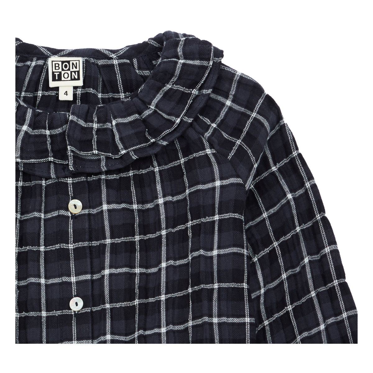 Girls Black Check Blouse