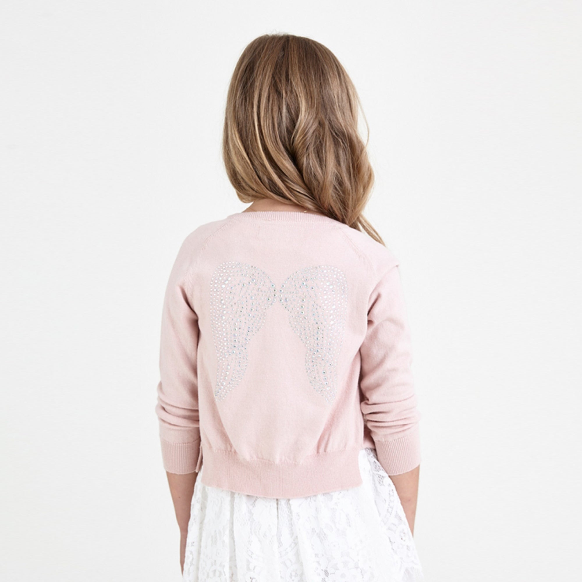 Girls Blush Pink Cotton Knitted Cardigan