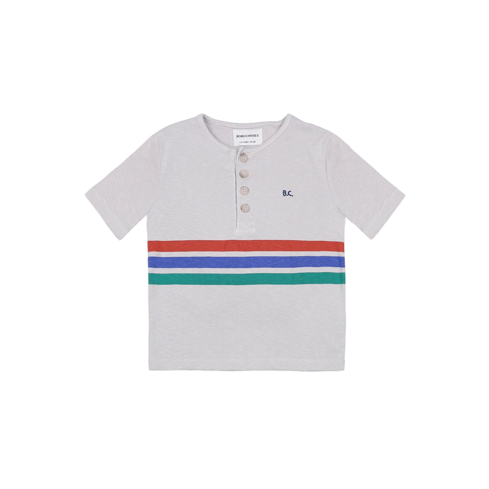 Girls Grey Stripes Cotton T-Shirt