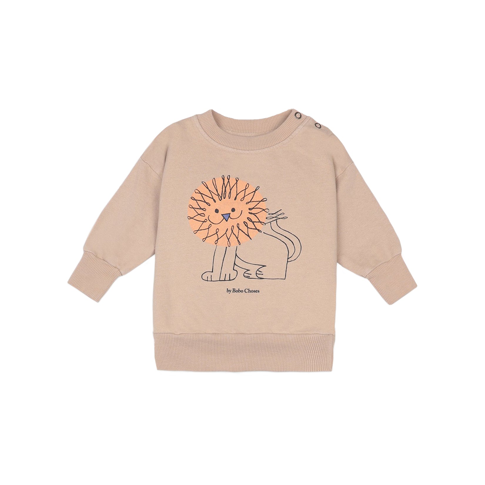 Baby Girls Beige Lion Cotton Sweatshirt