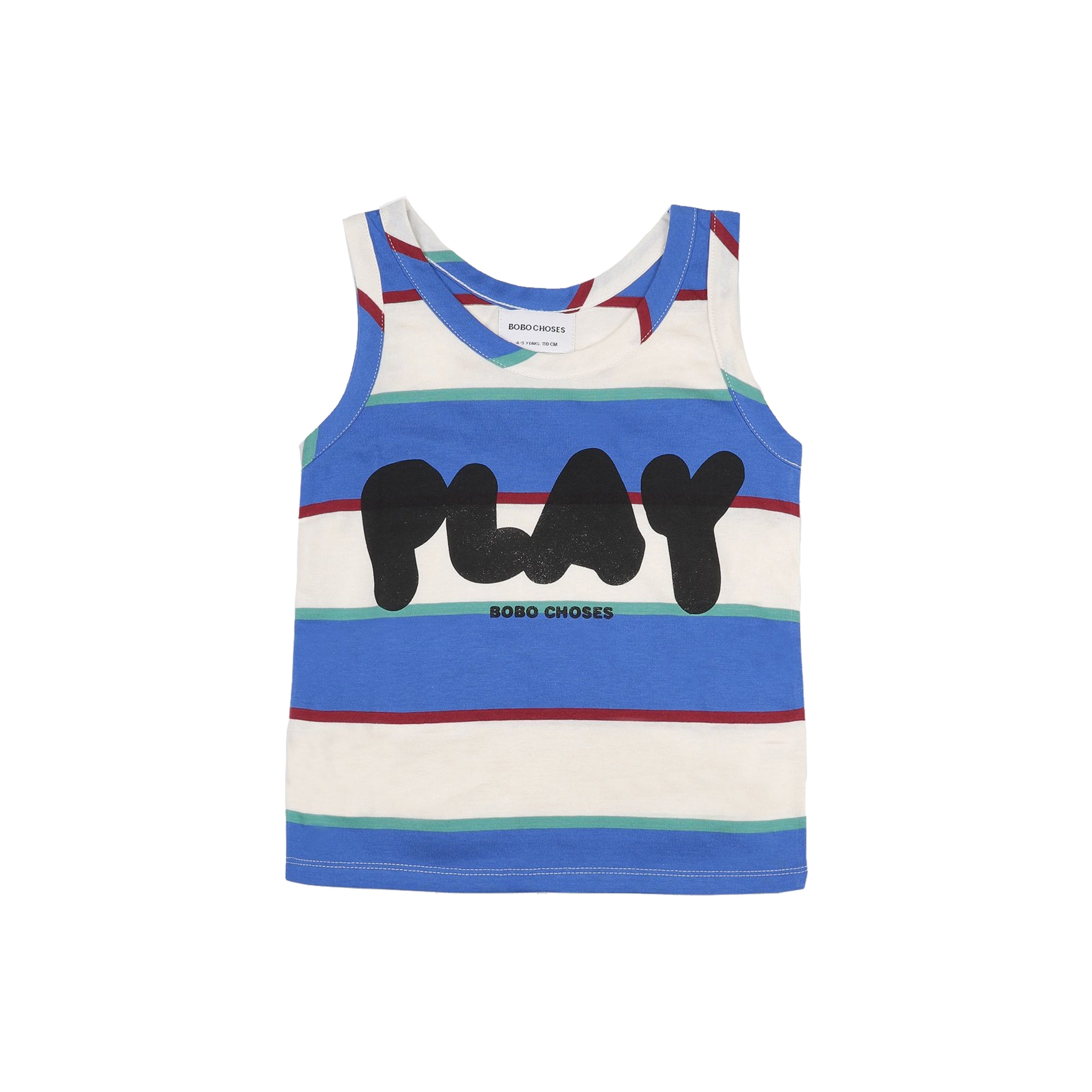 Girls Blue Stripes Cotton Tank Top