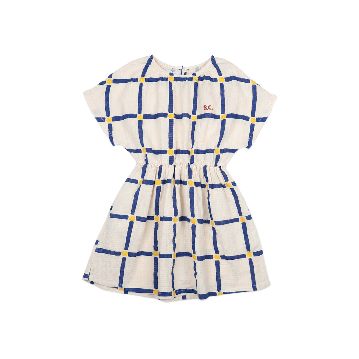 Robe en coton à carreaux blanche pour fille