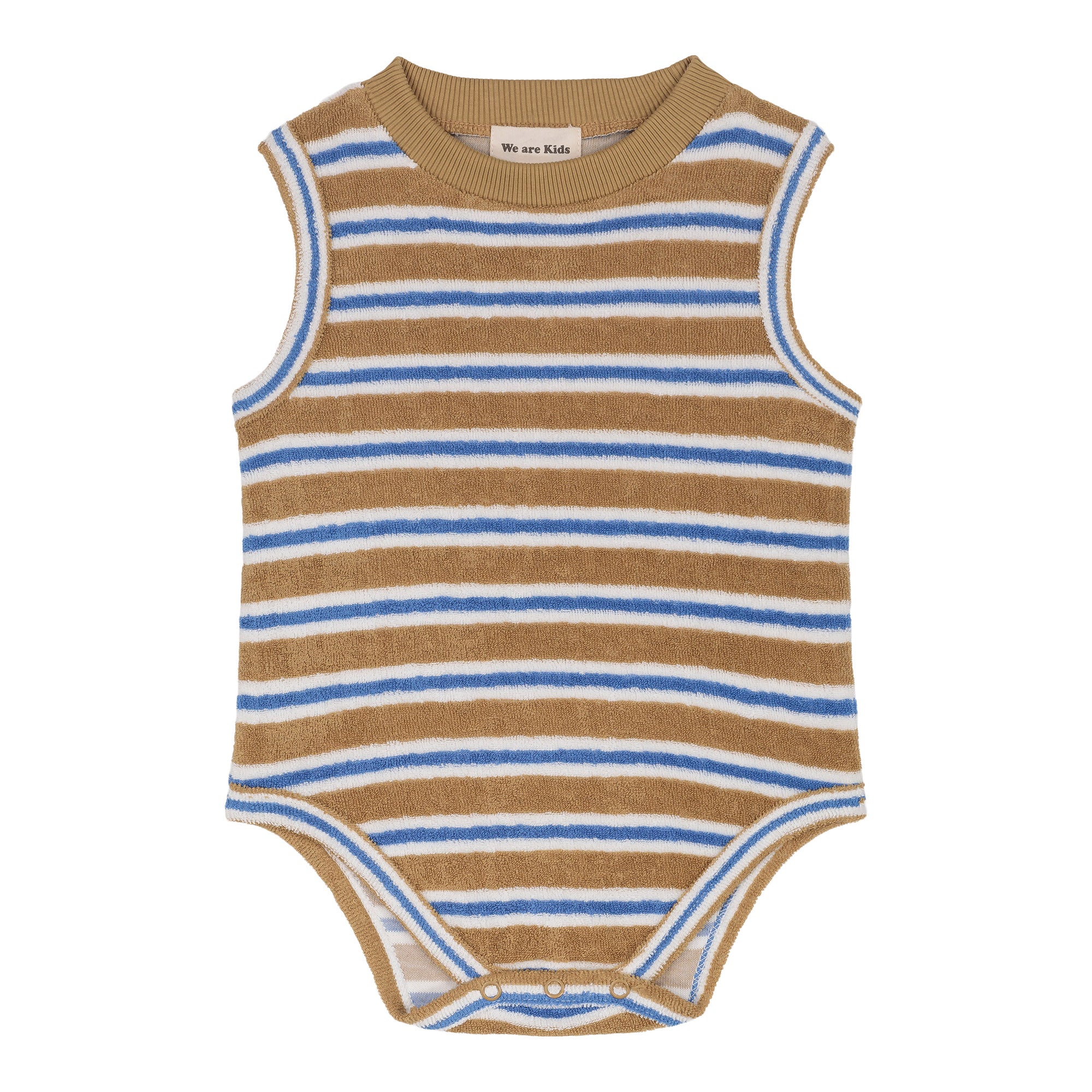 Baby Boys & Girls Brown Stripes Cotton Babysuit