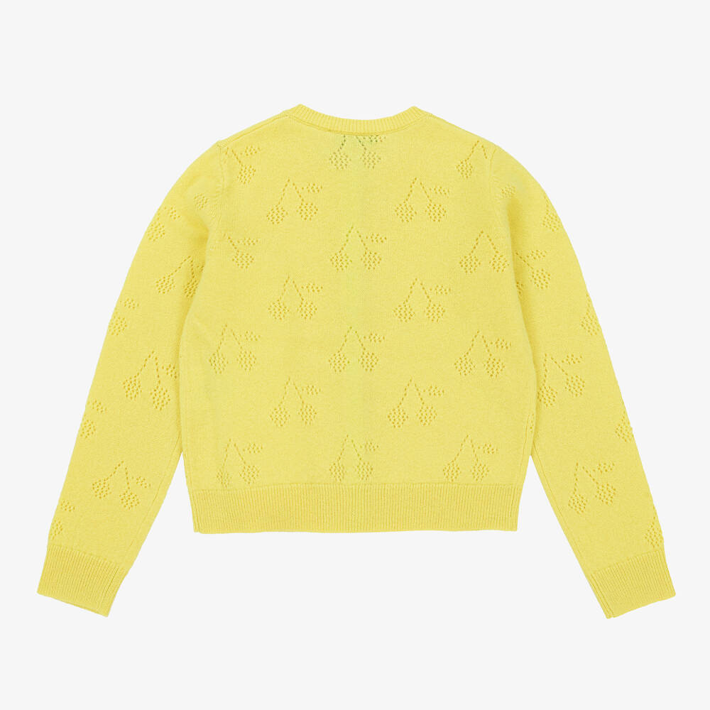 Girls Yellow Logo Cashmere Cardigan