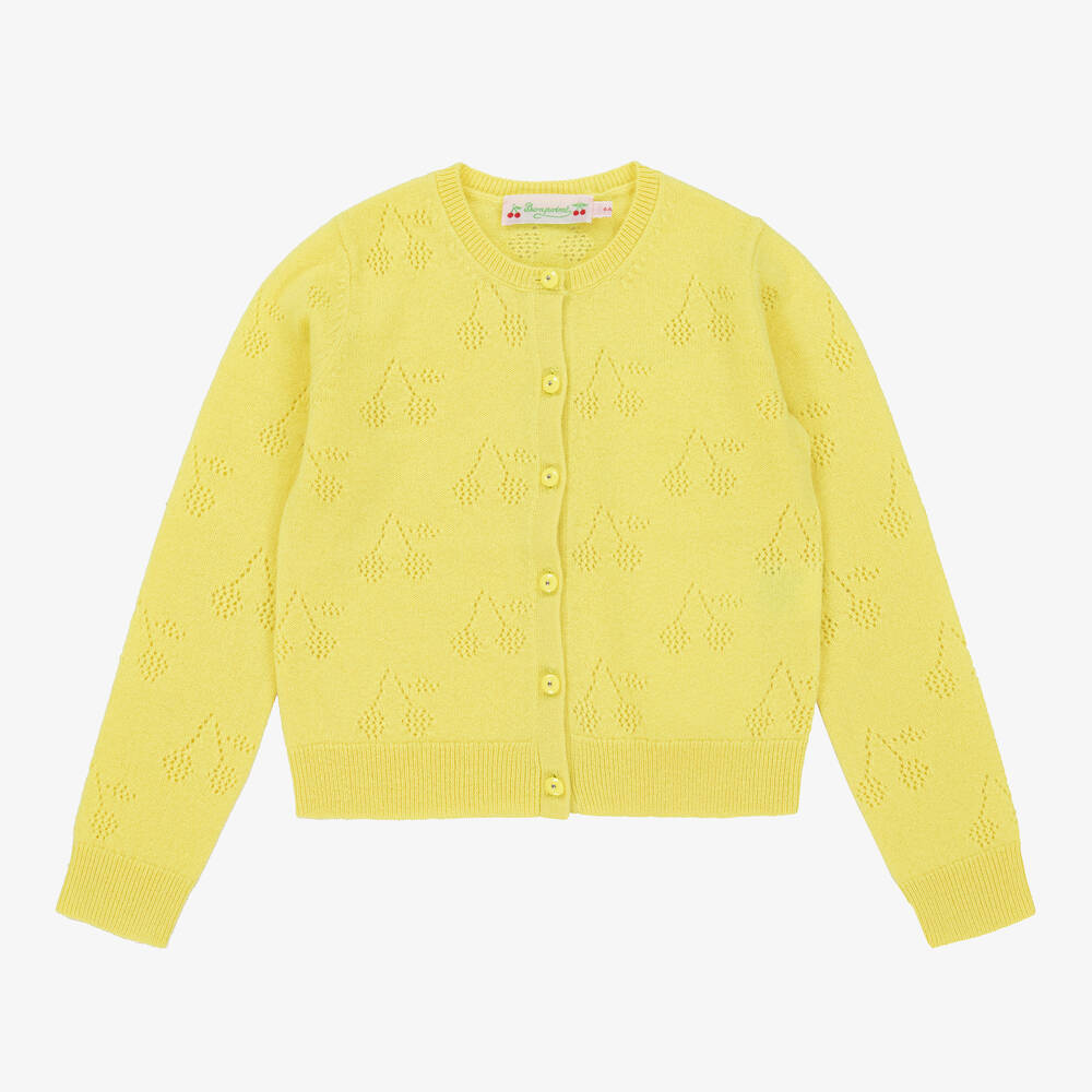 Girls Yellow Logo Cashmere Cardigan