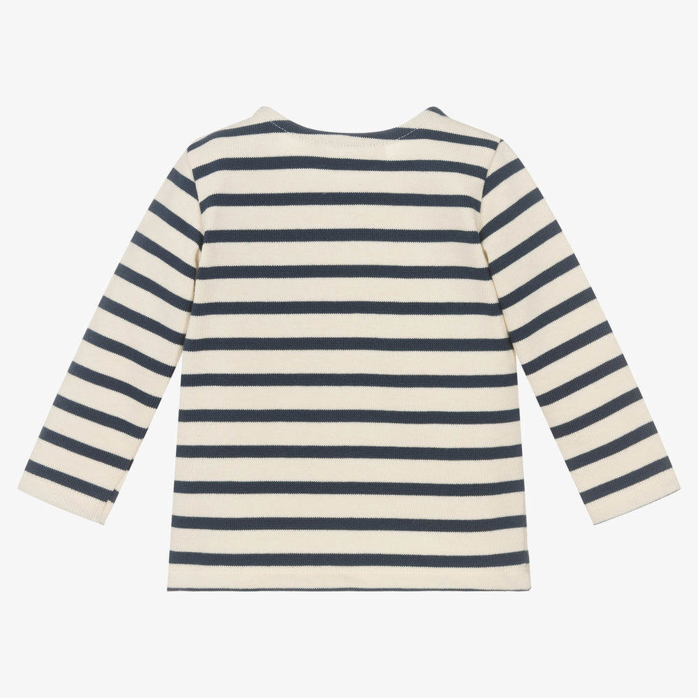 Baby Boys & Girls White Stripes Cotton T-Shirt