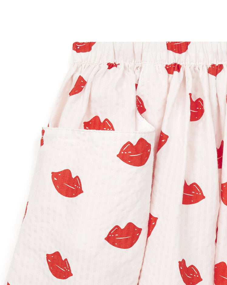 Girls White Cotton Skirt