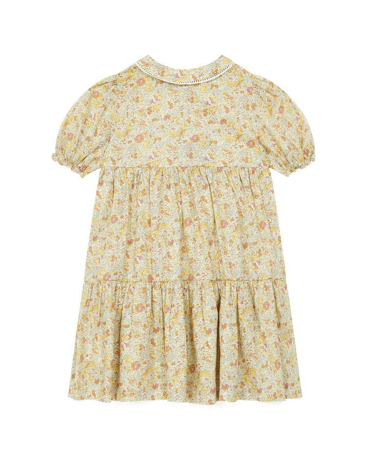 Girls Yellow Floral Cotton Dress