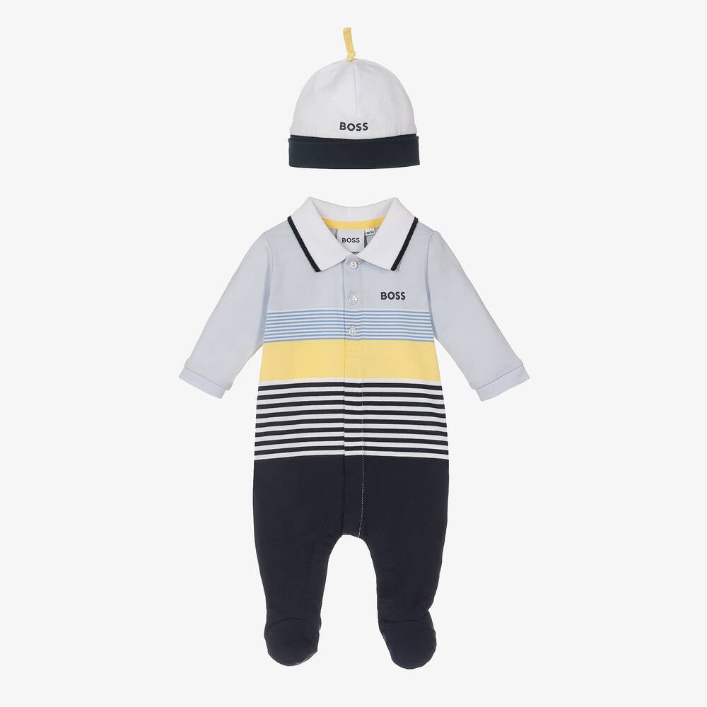 Baby Boys Blue Stripe Babysuit Set
