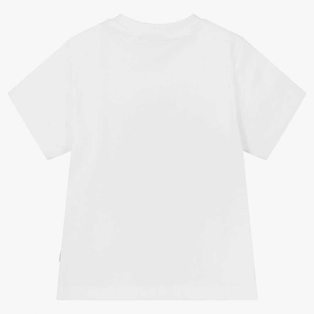 Baby Boys White Logo Cotton T-Shirt