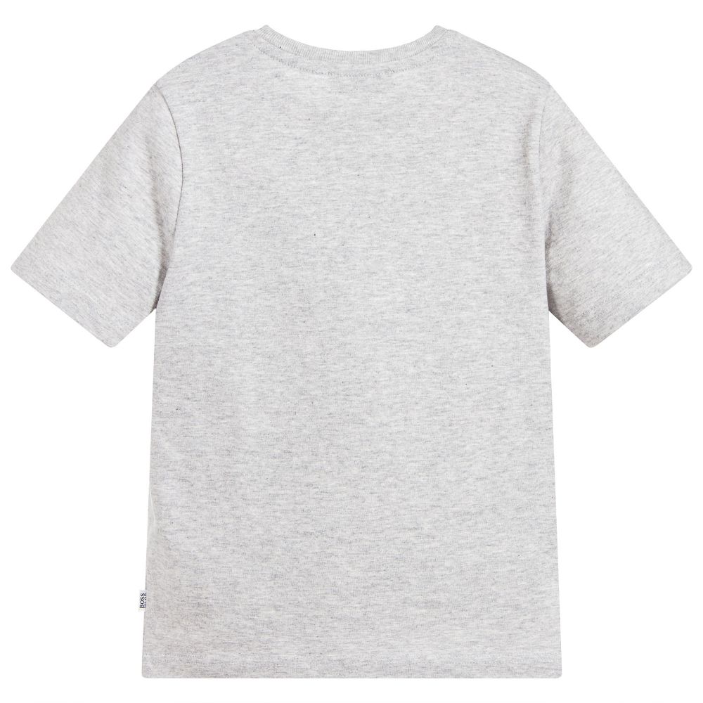 Boys Grey Logo Printed T-shirt