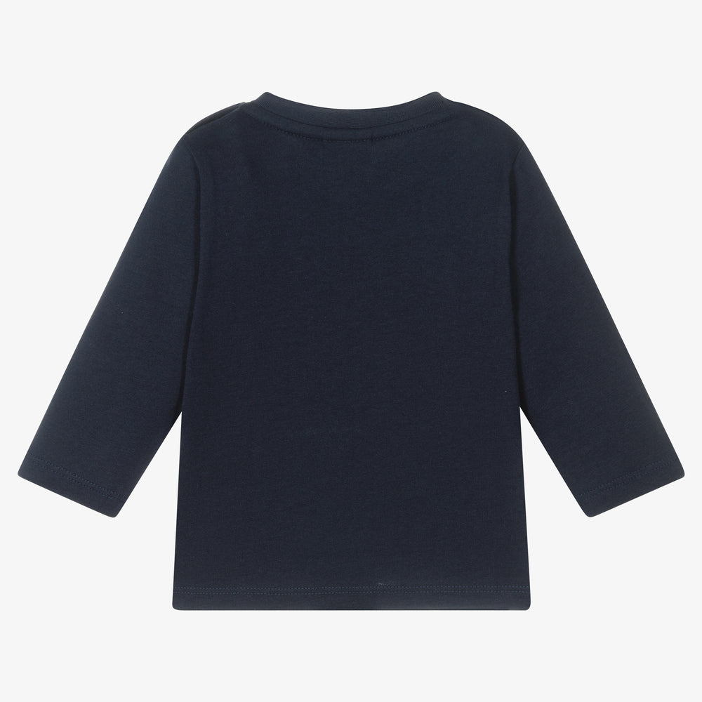 Baby Boys Blue Logo Cotton T-Shirt