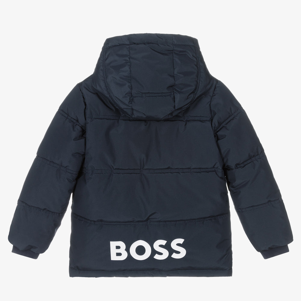 Boys Navy Logo Padded Jacket