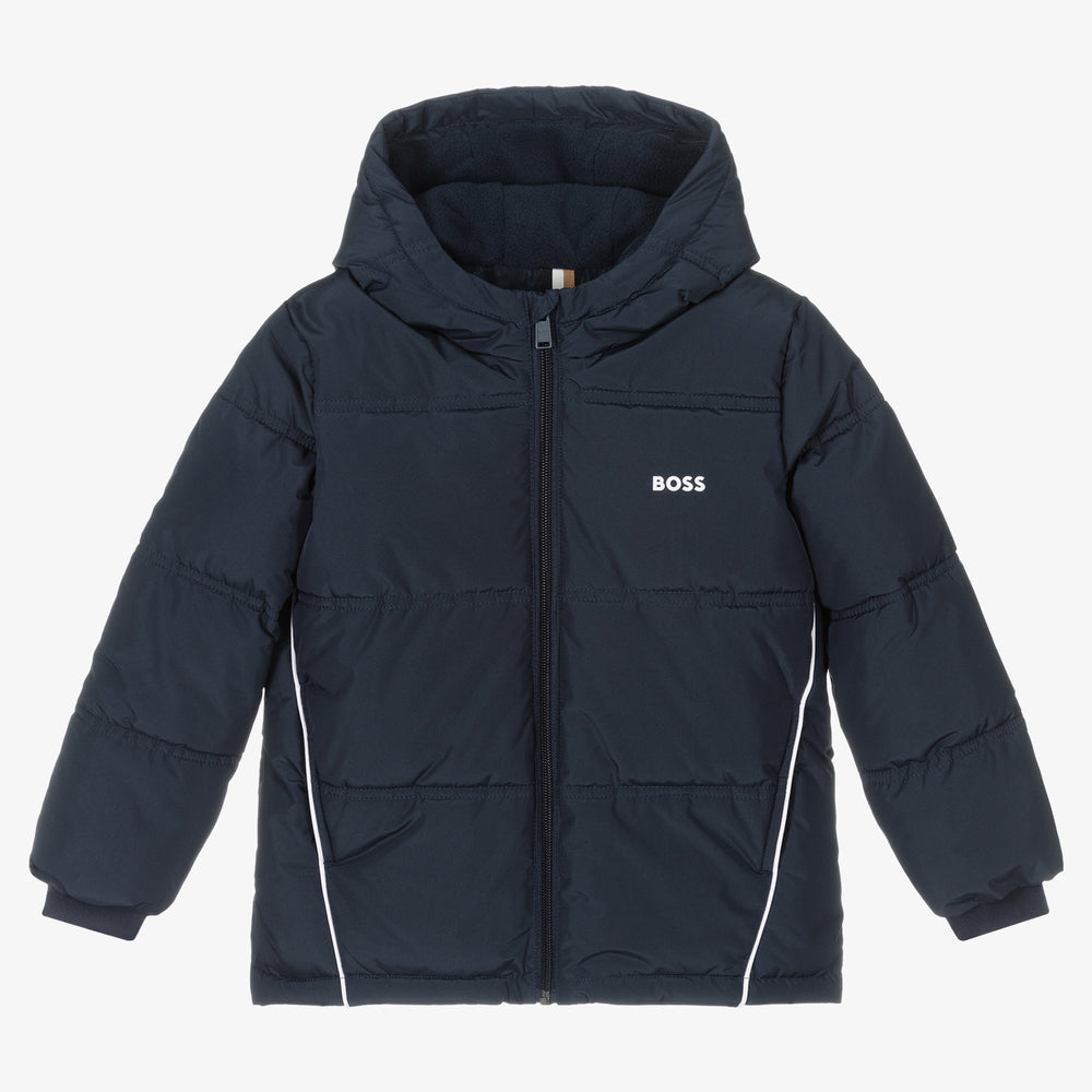 Boys Navy Logo Padded Jacket