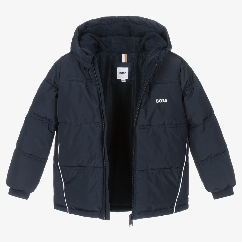 Boys Navy Logo Padded Jacket