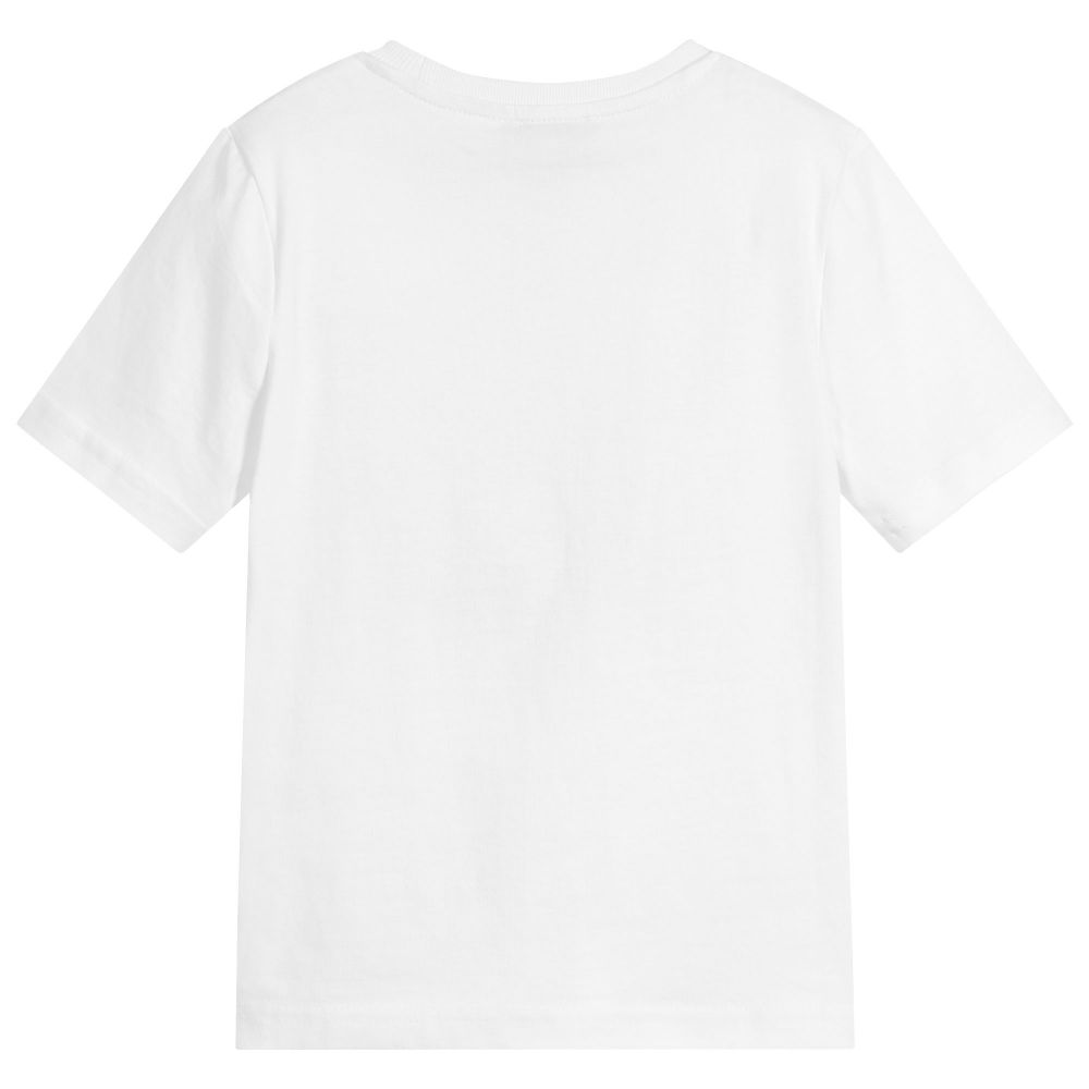 Boys White Logo Printed T-shirt