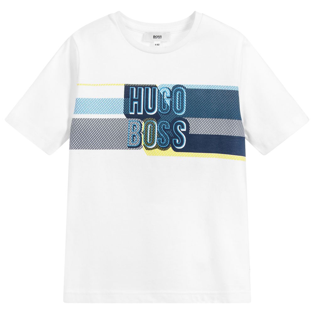 Boys White Logo Printed T-shirt