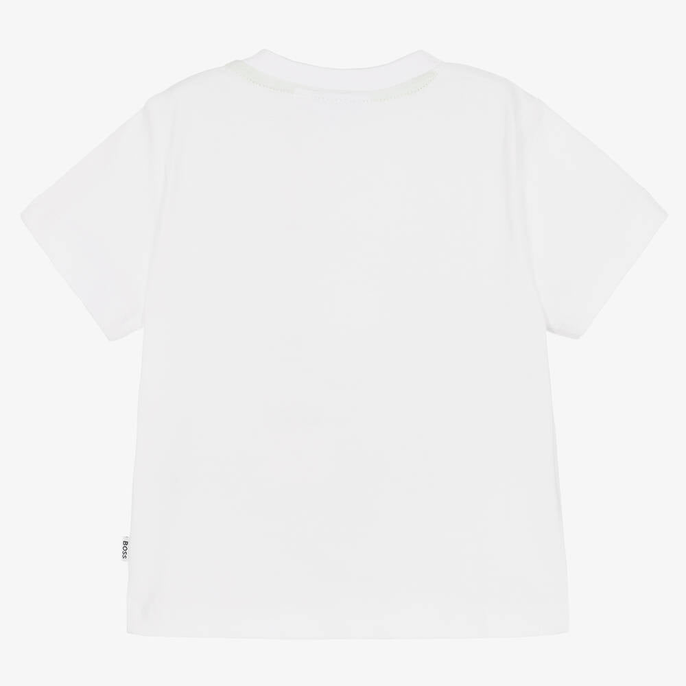 Baby Boys White Logo Cotton T-Shirt