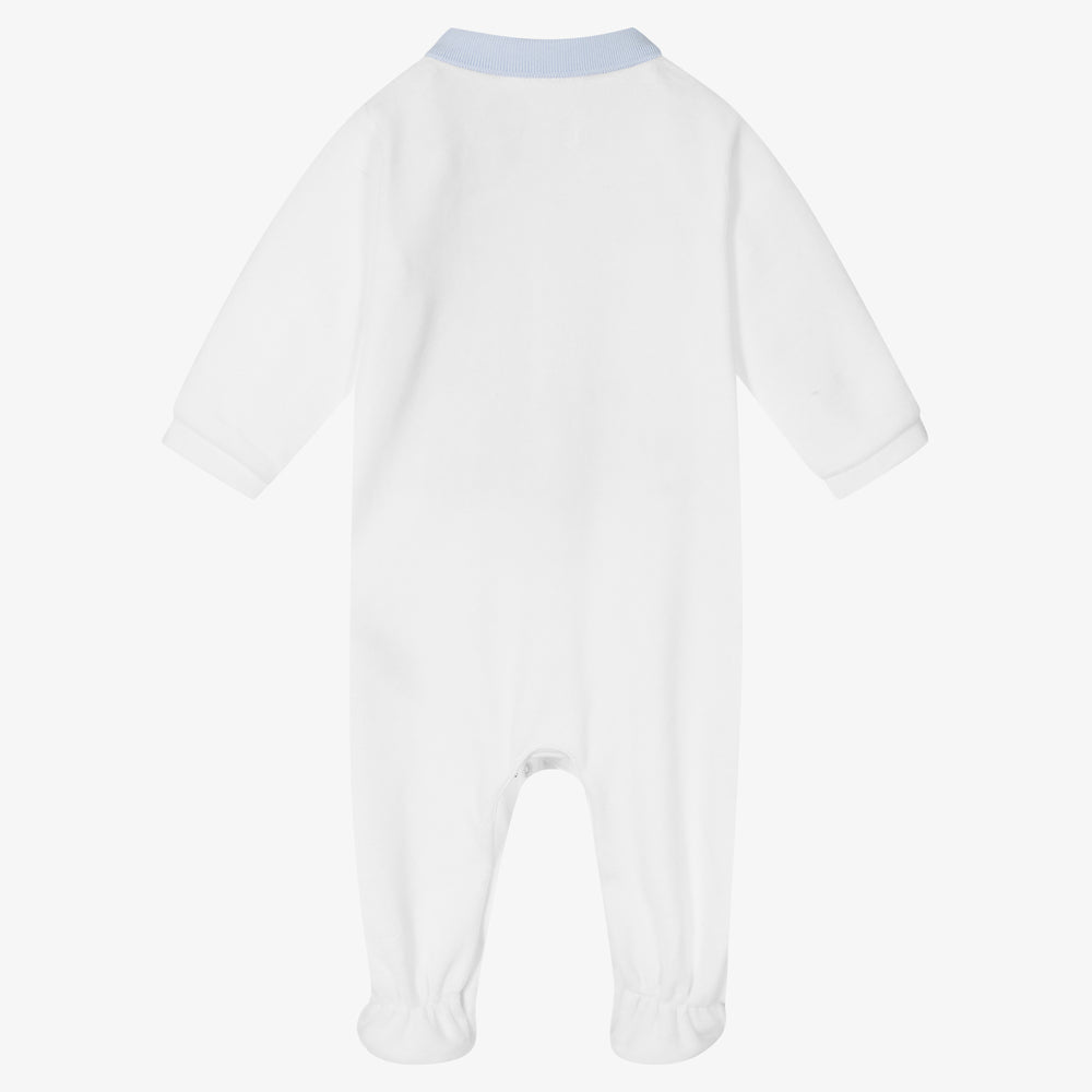 Baby Boys White Cotton Babysuit