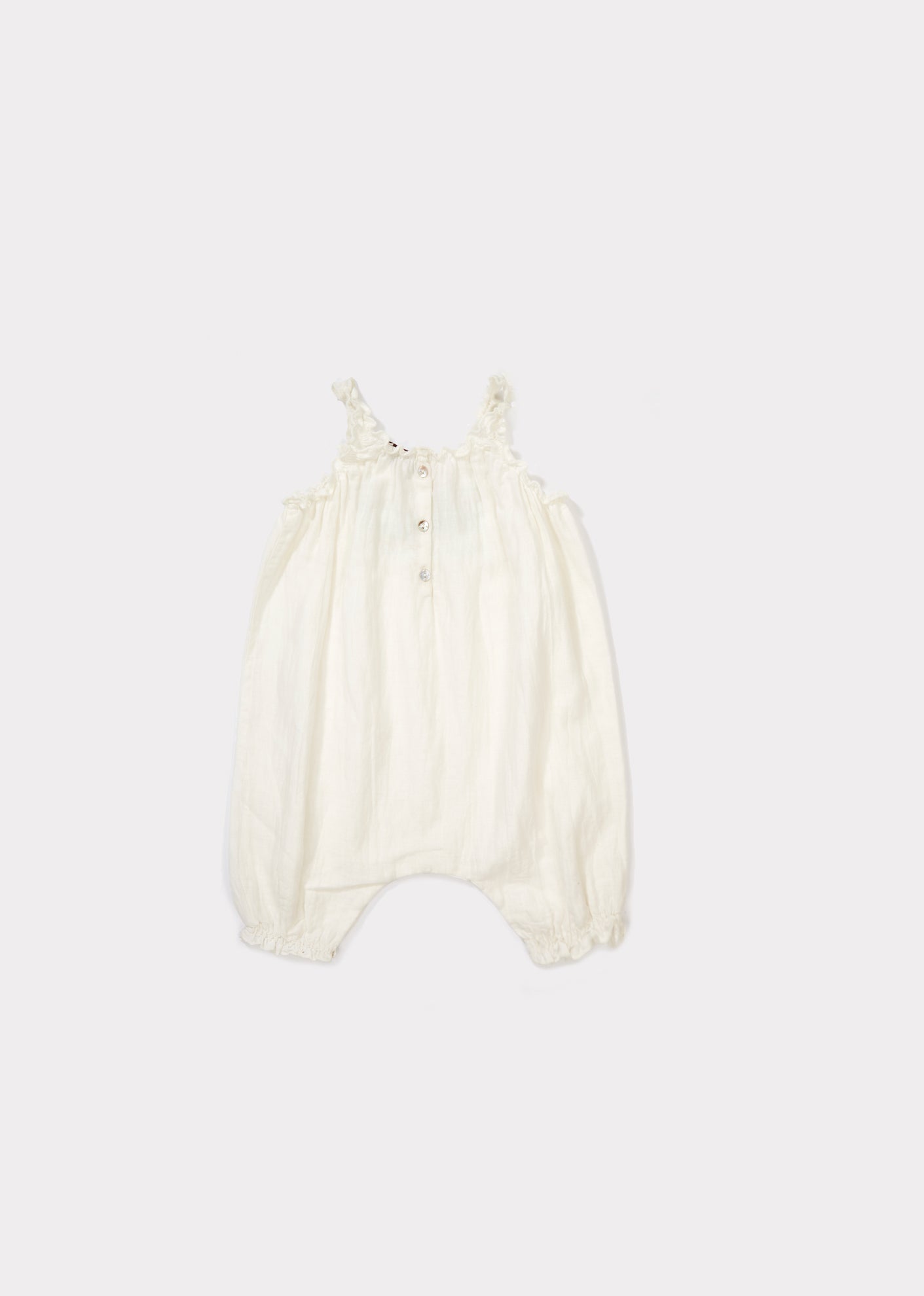 Baby Off White Cotton Woven Romper