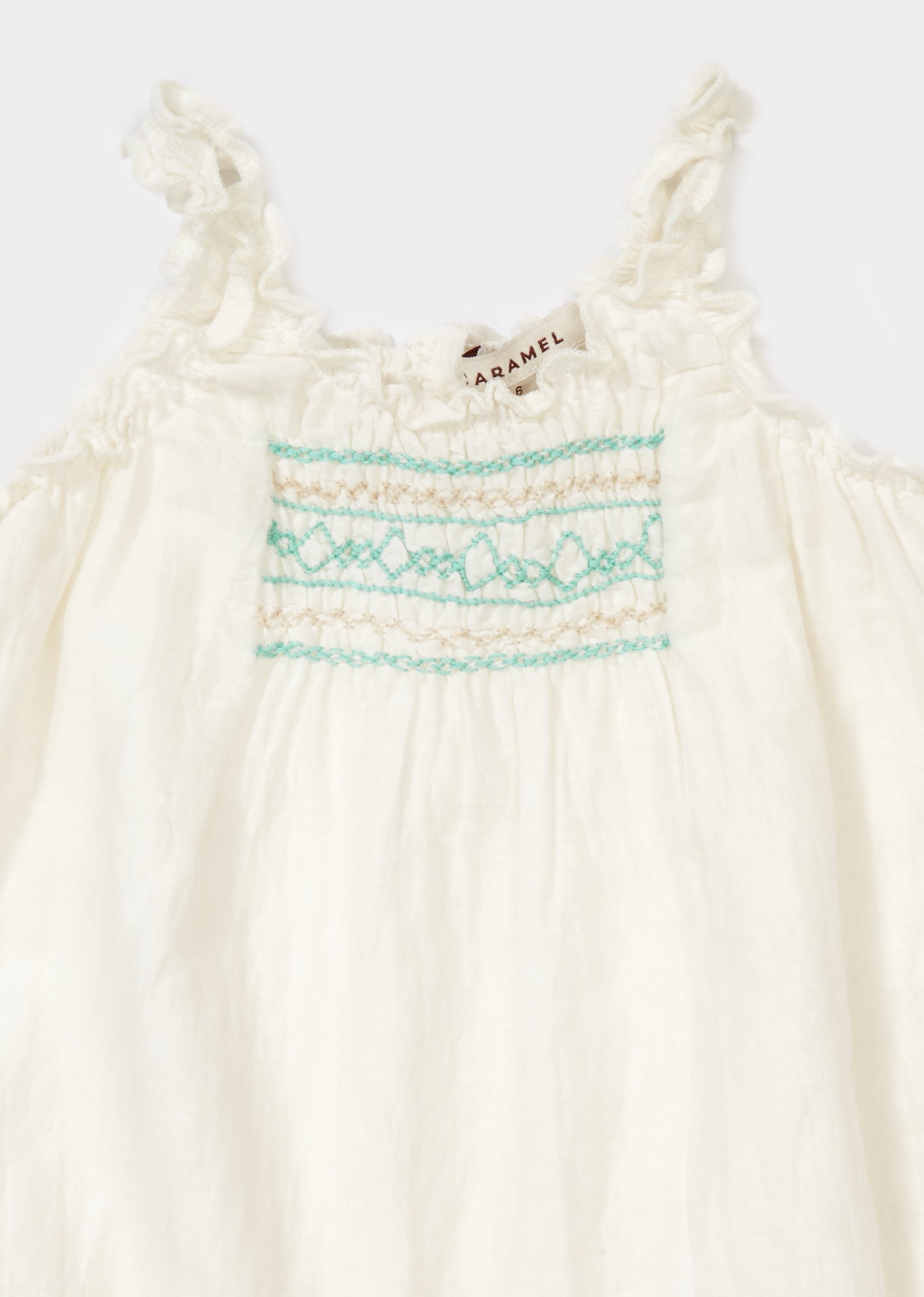 Baby Off White Cotton Woven Romper