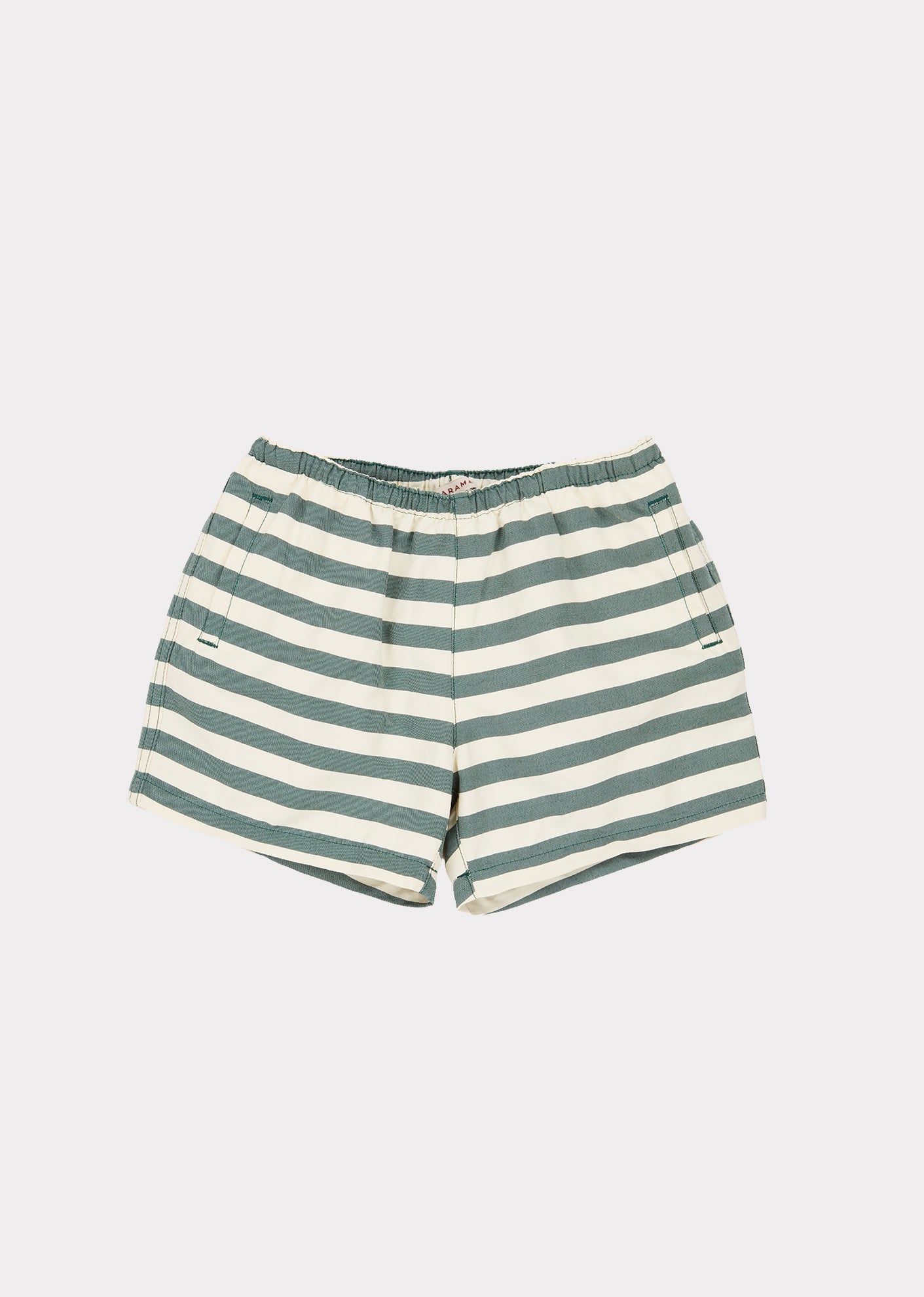 Boys Green Striped Swim Shorts