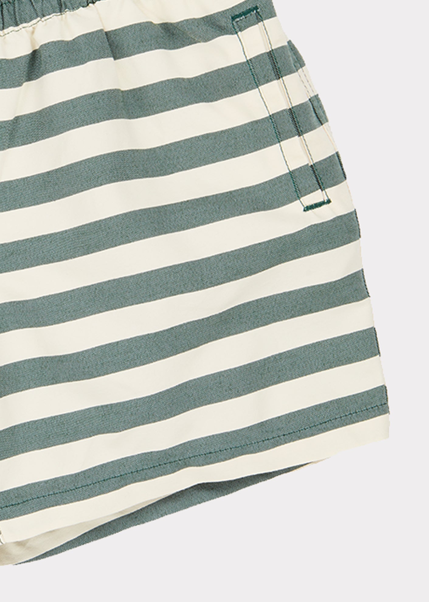Boys Green Striped Swim Shorts