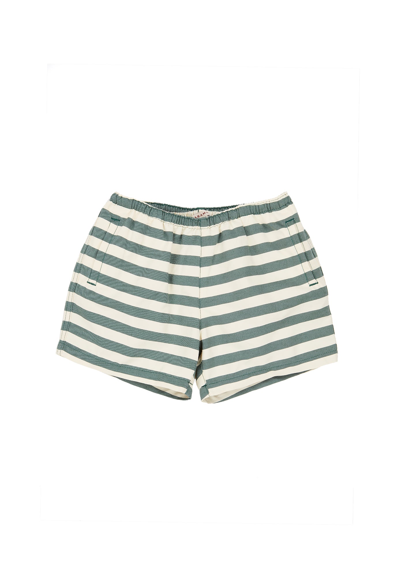 Boys Green Striped Swim Shorts