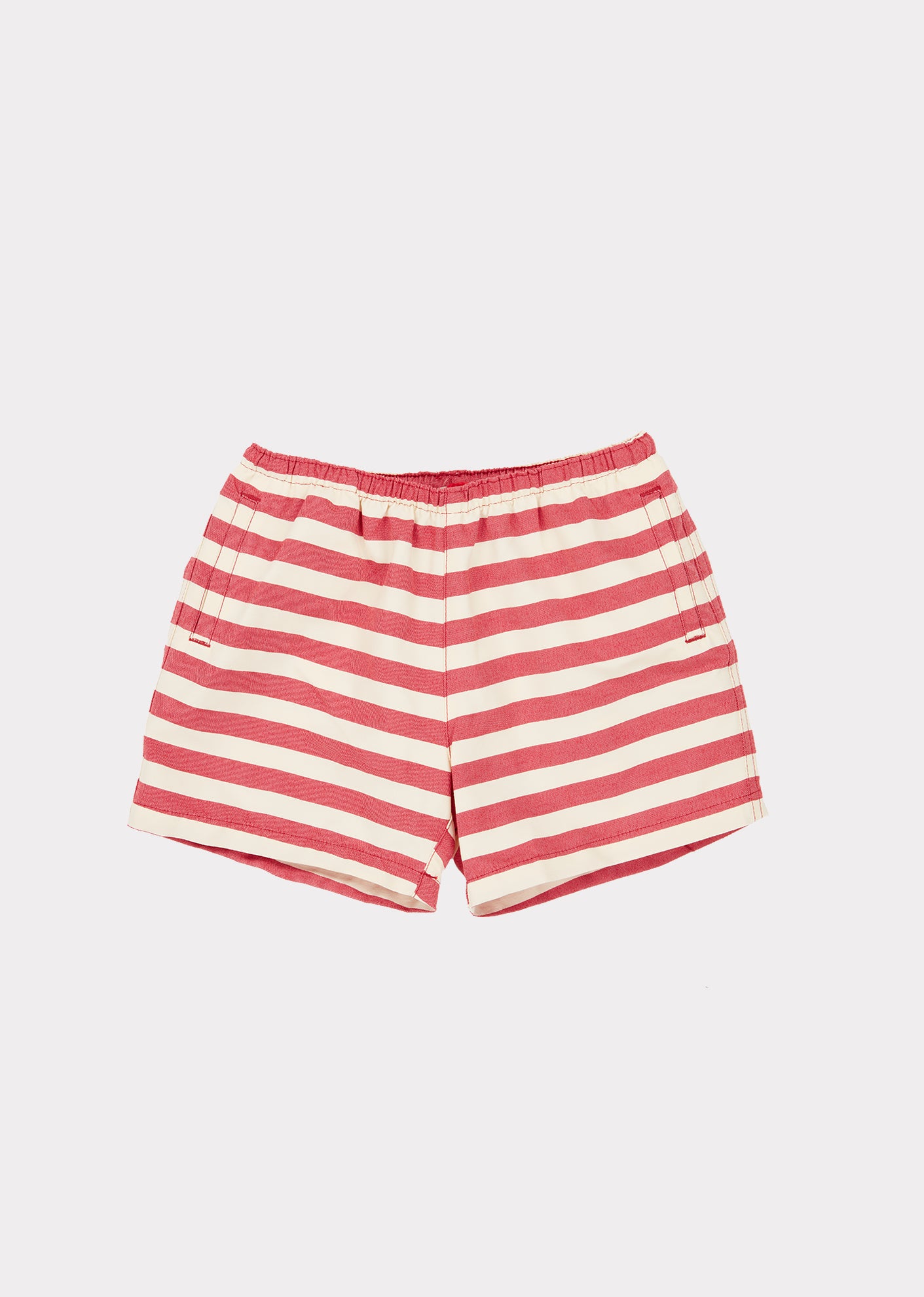 Boys Red Striped Swim Shorts