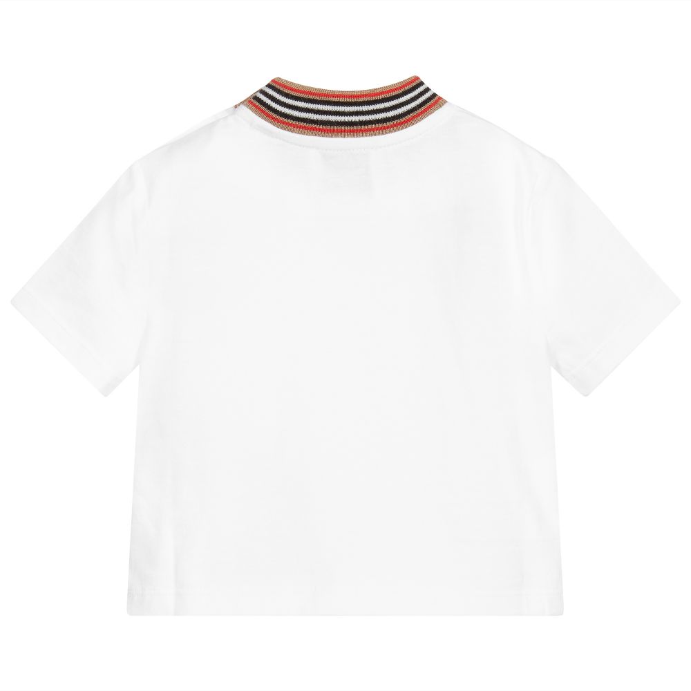 Baby Boys White Logo Cotton T-Shirt