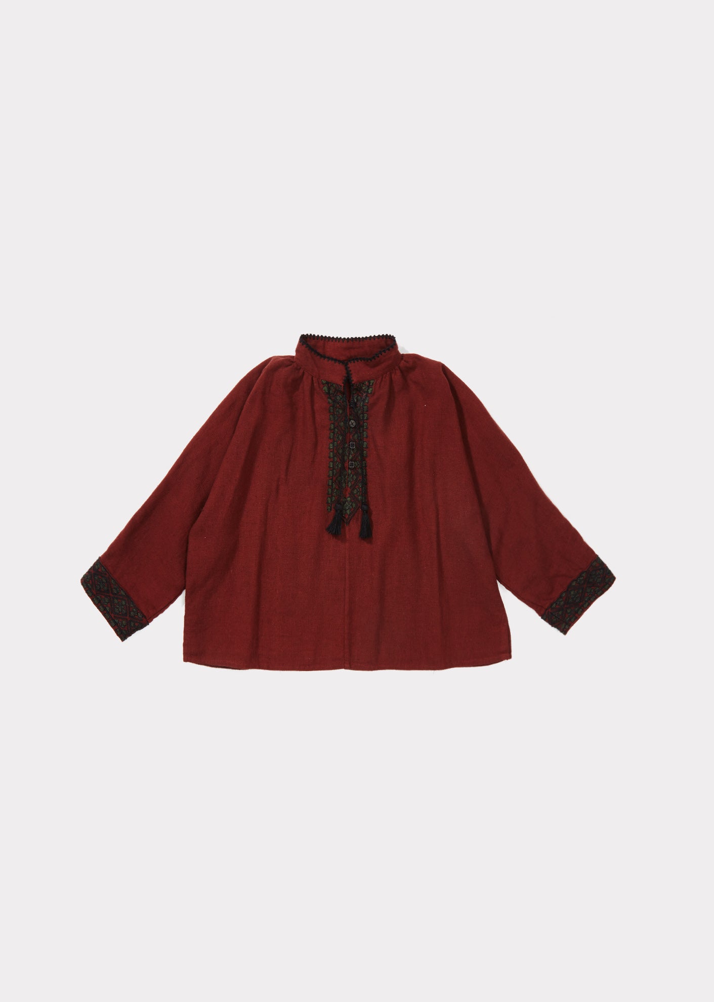 Girls Wine Red Cotton Blouse