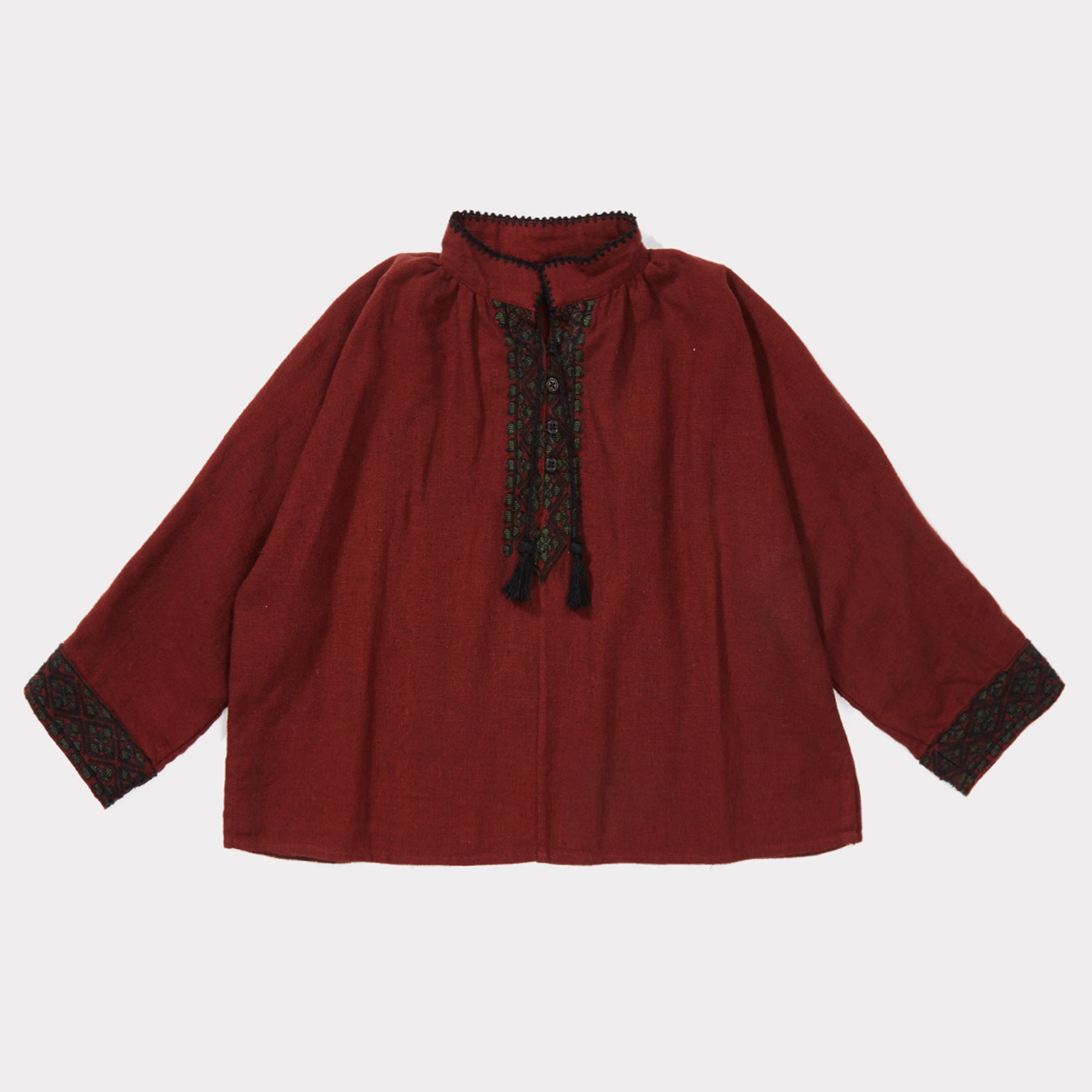 Girls Wine Red Cotton Blouse