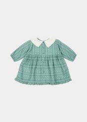 Robe bébé fille Buzzard à pois sarcelle
