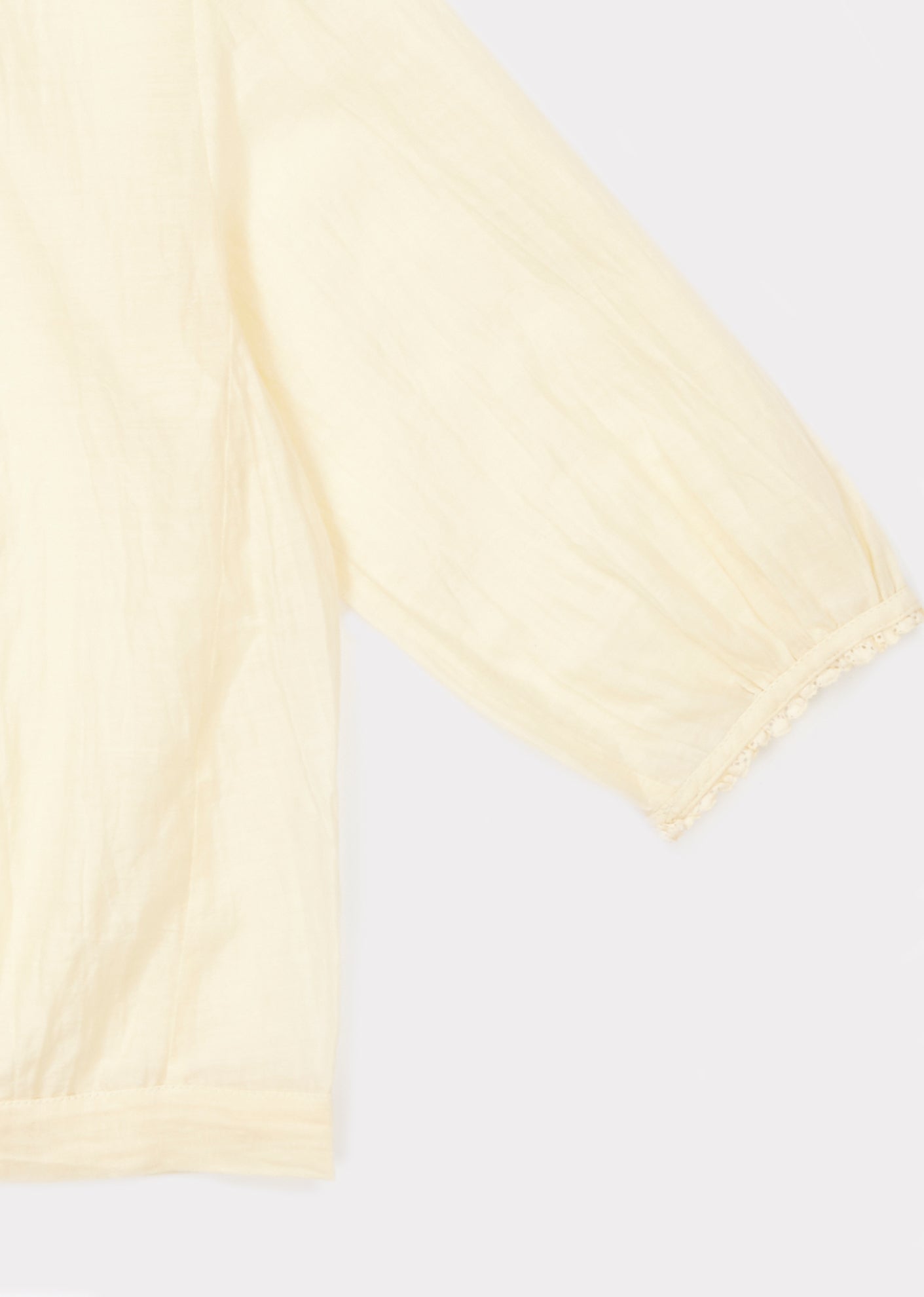 Girls Pale Yellow Cotton Woven Blouse