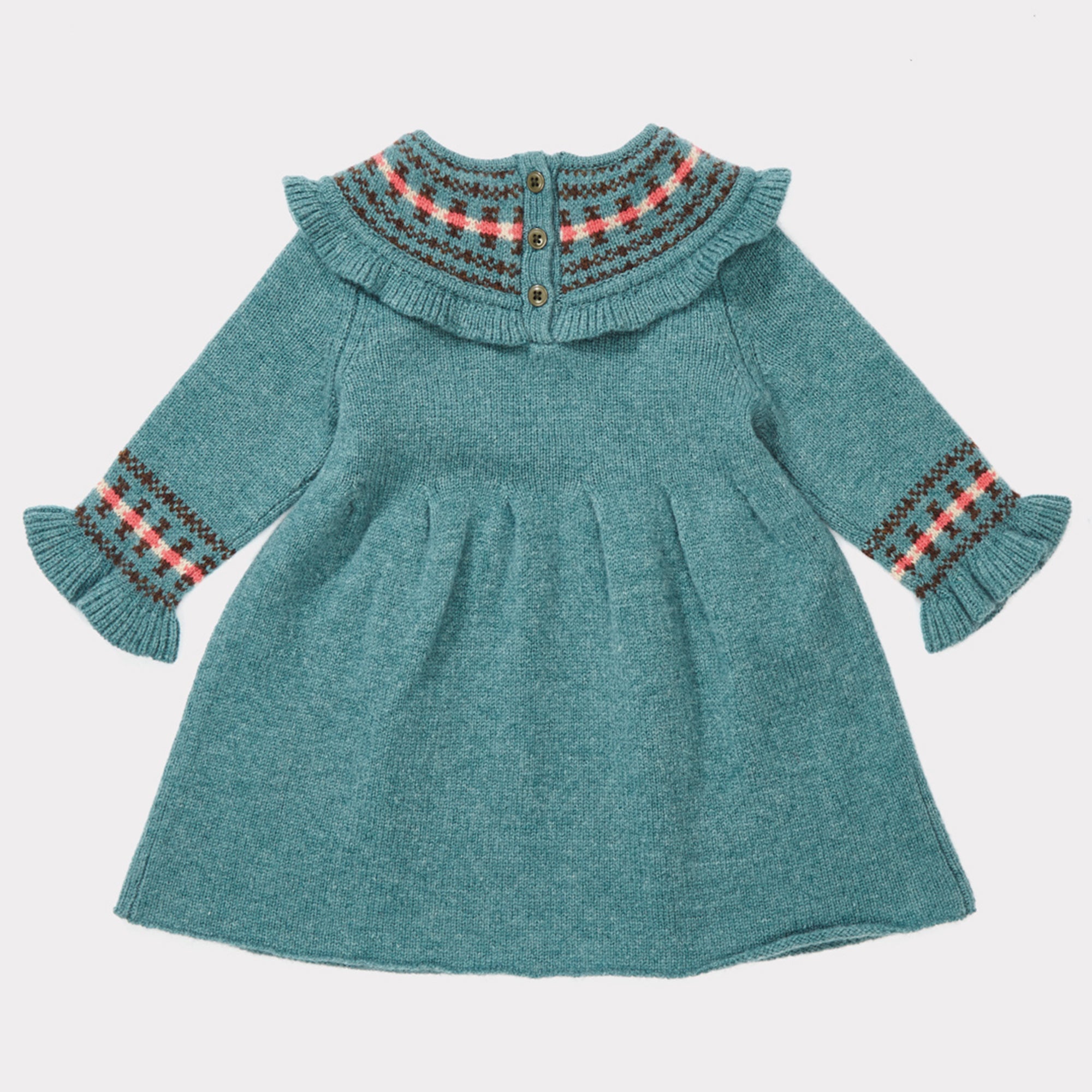 Baby Girls Duck Egg Blue Fairisle Dress