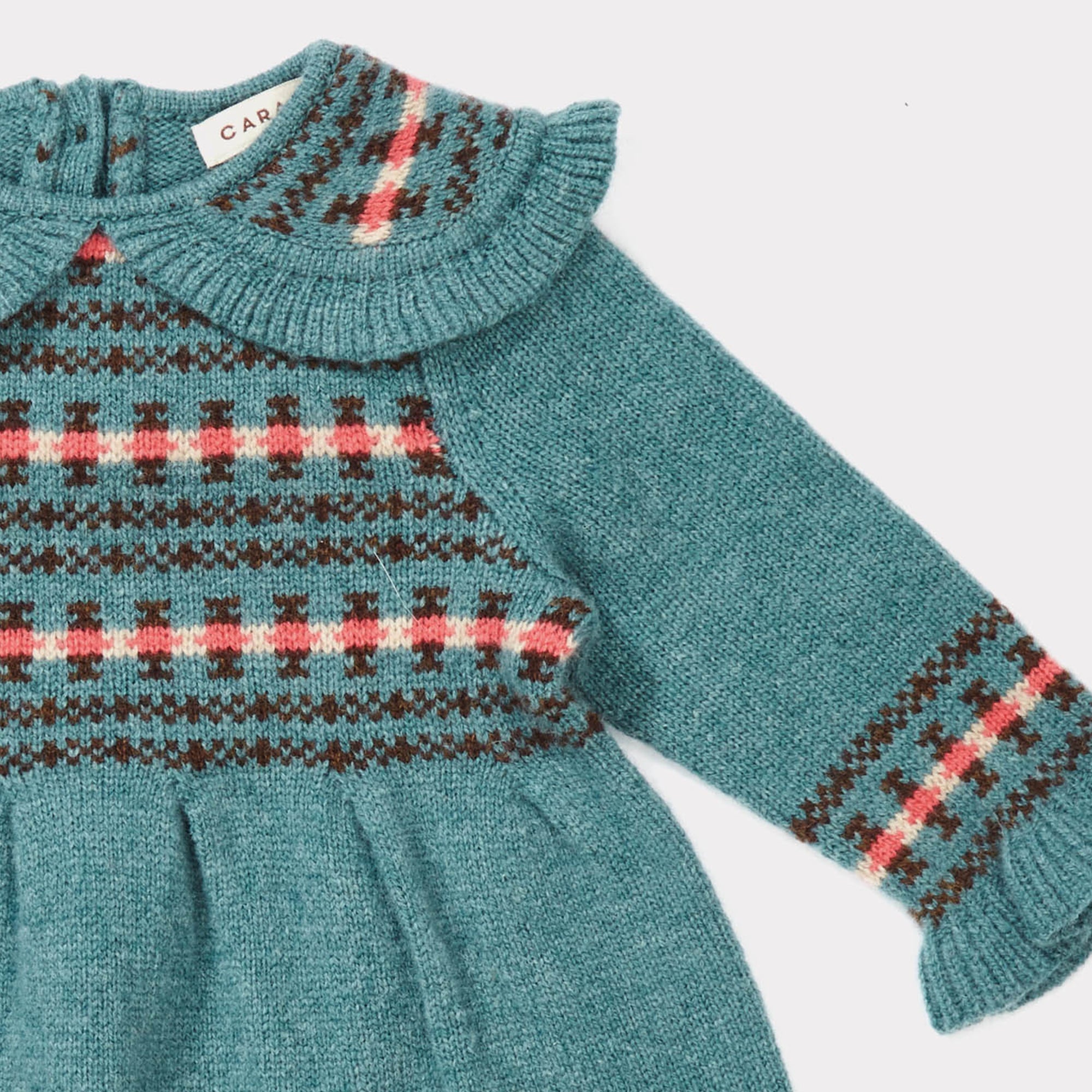 Baby Girls Duck Egg Blue Fairisle Dress
