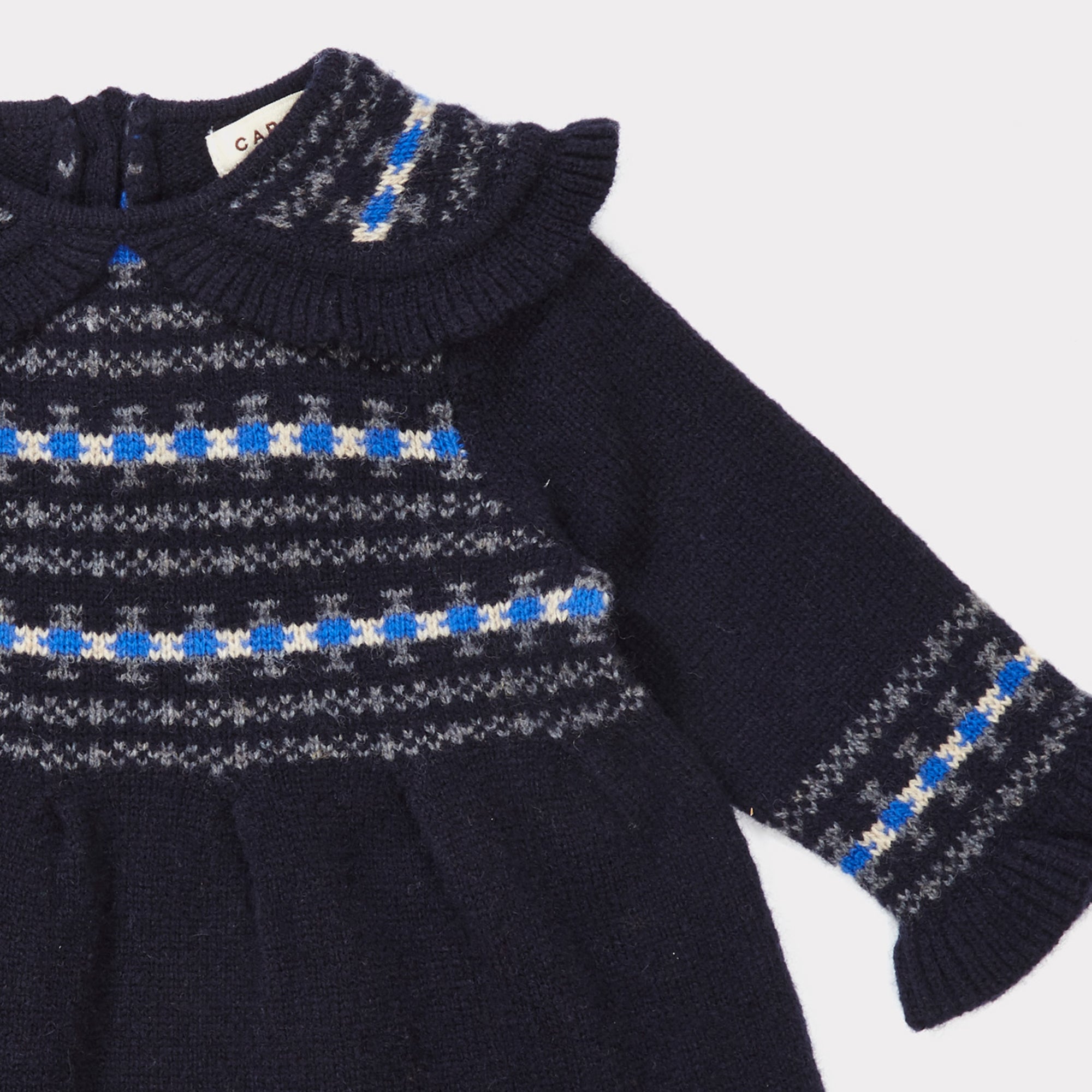 Baby Girls Navy Fairisle Dress