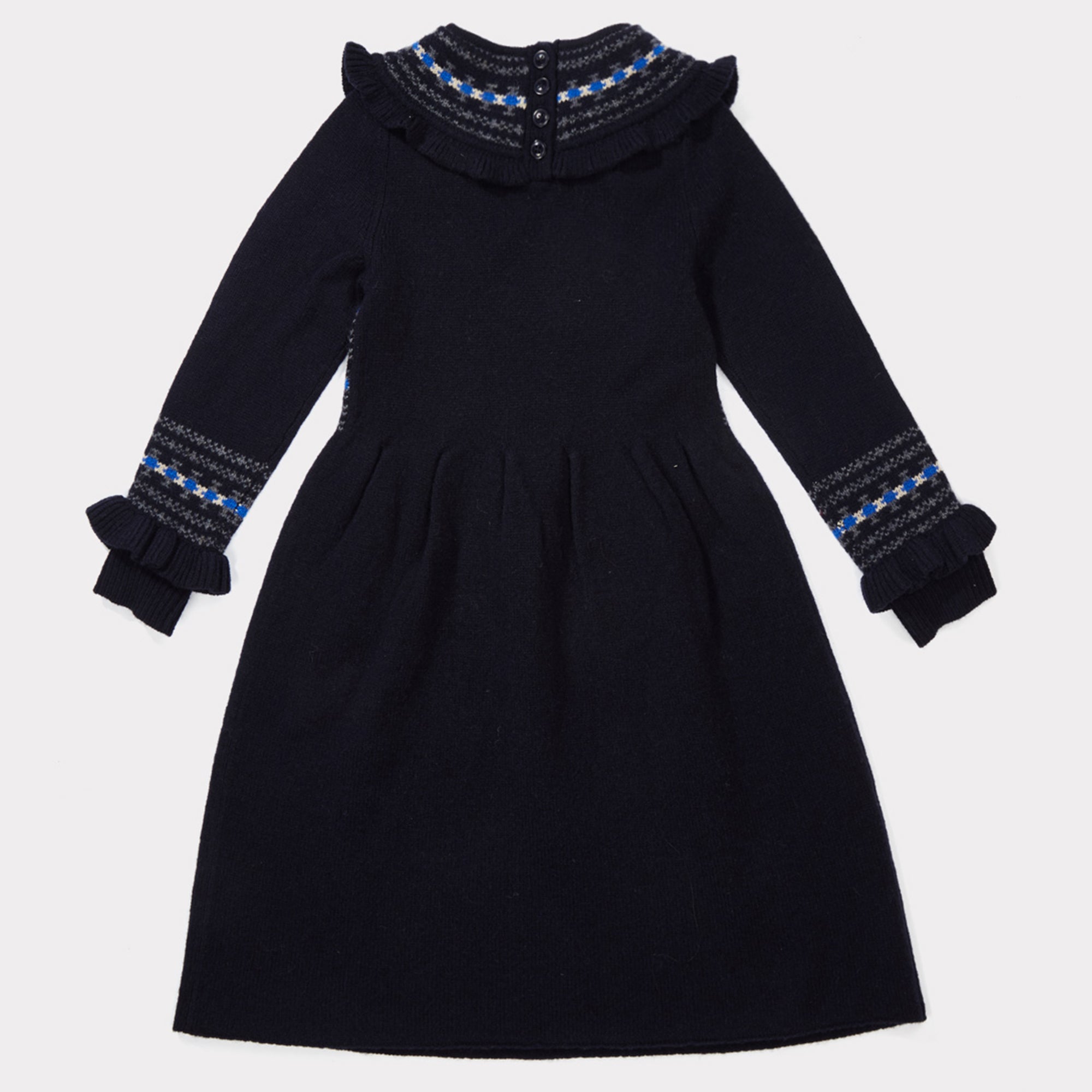 Girls Navy Rairisle Kint Dress