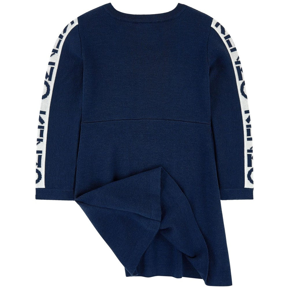 Girls Navy Logo Knit Dress
