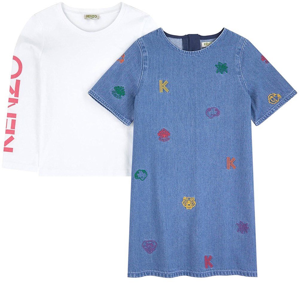 Girls Light Indigo Dress Set