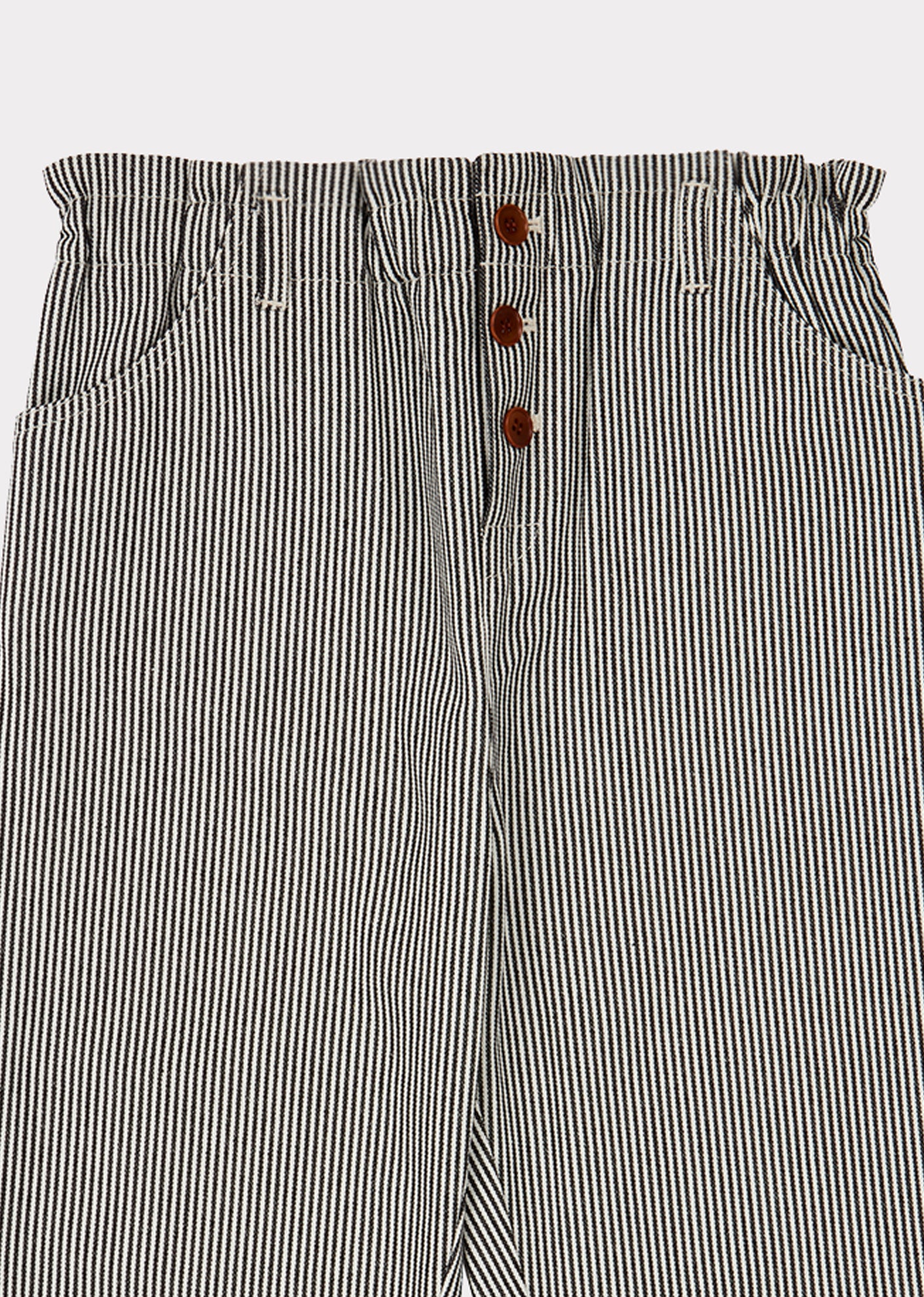 Girls Black & White Stripe Cotton Trousers