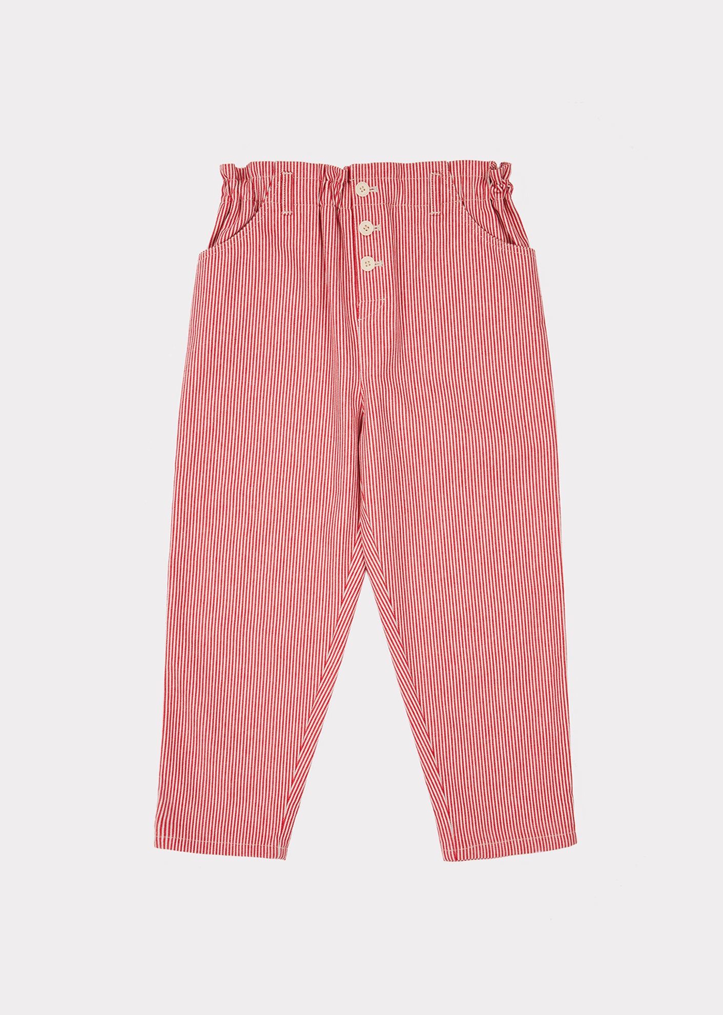 Girls Red Stripe Cotton Trousers