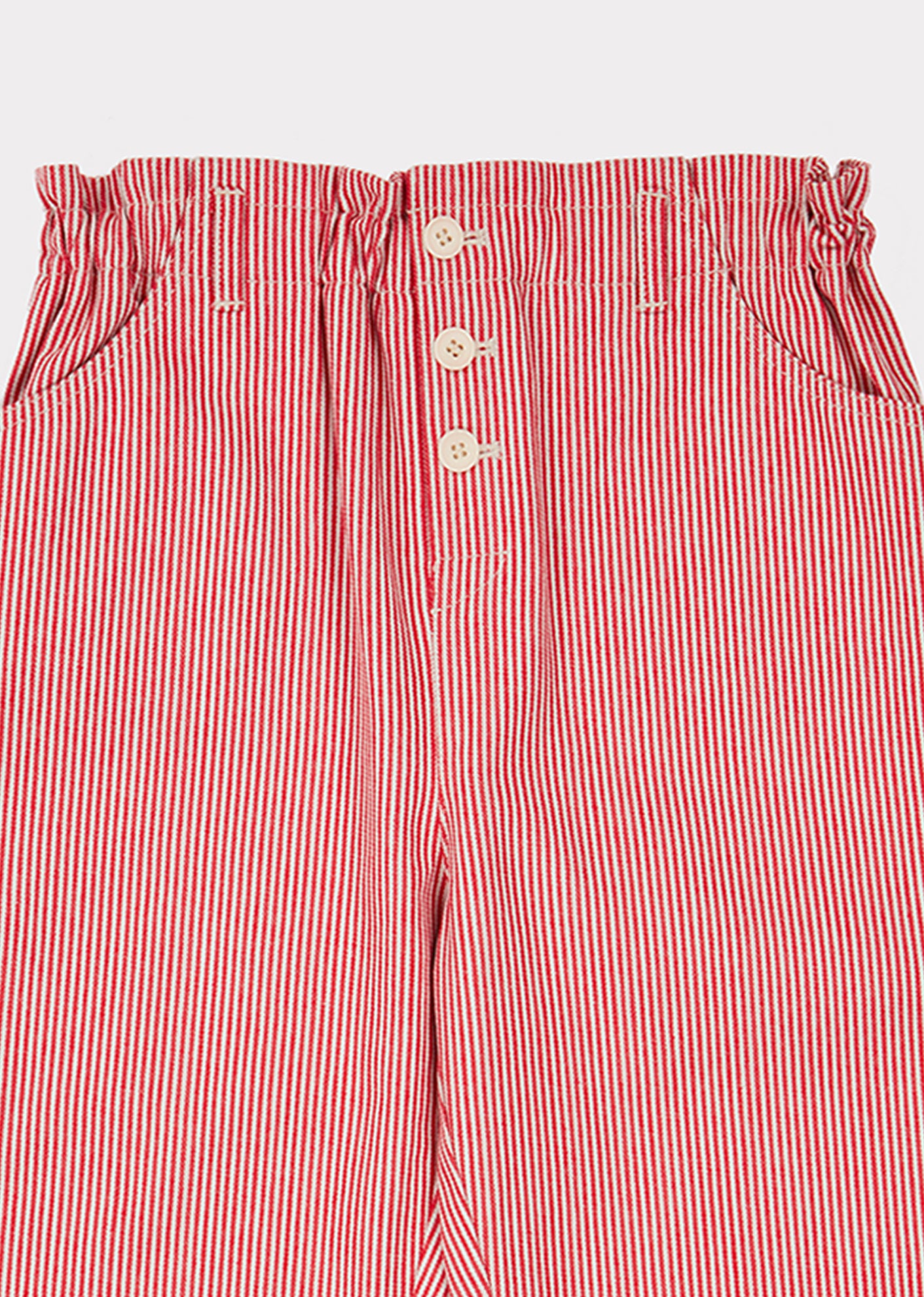 Girls Red Stripe Cotton Trousers